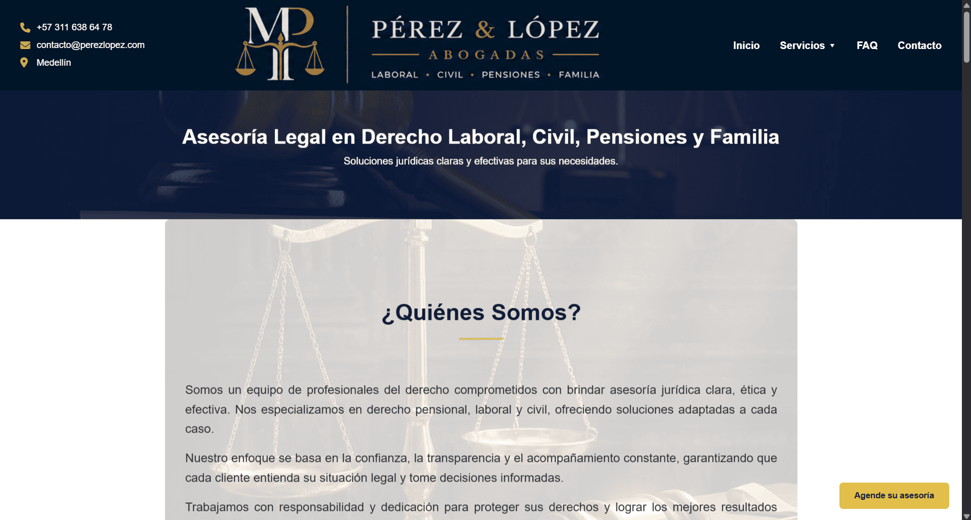 Sitio web de Consultoría Jurídica, servicios profesionales de asesoría legal